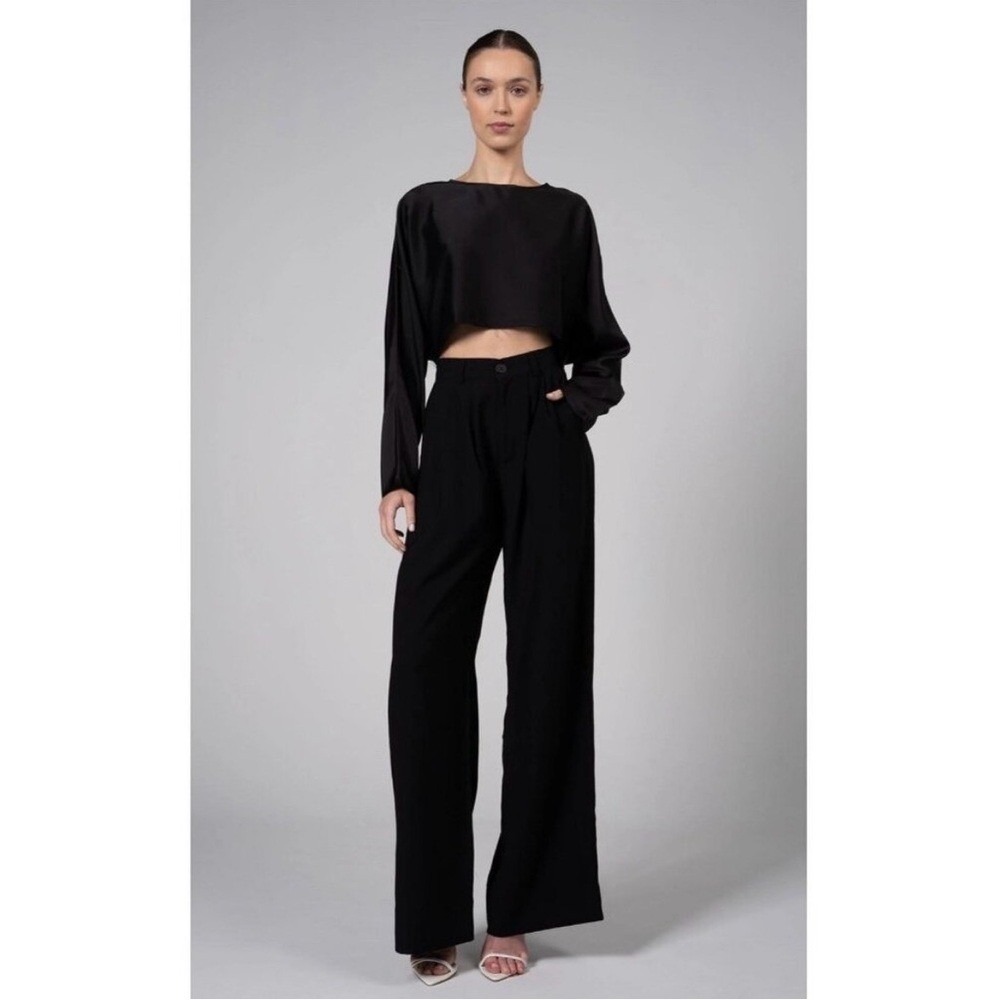 Nonchalant Label Fabi Wide‎ Leg Pant Trousers Women's Size Small High Rise Black